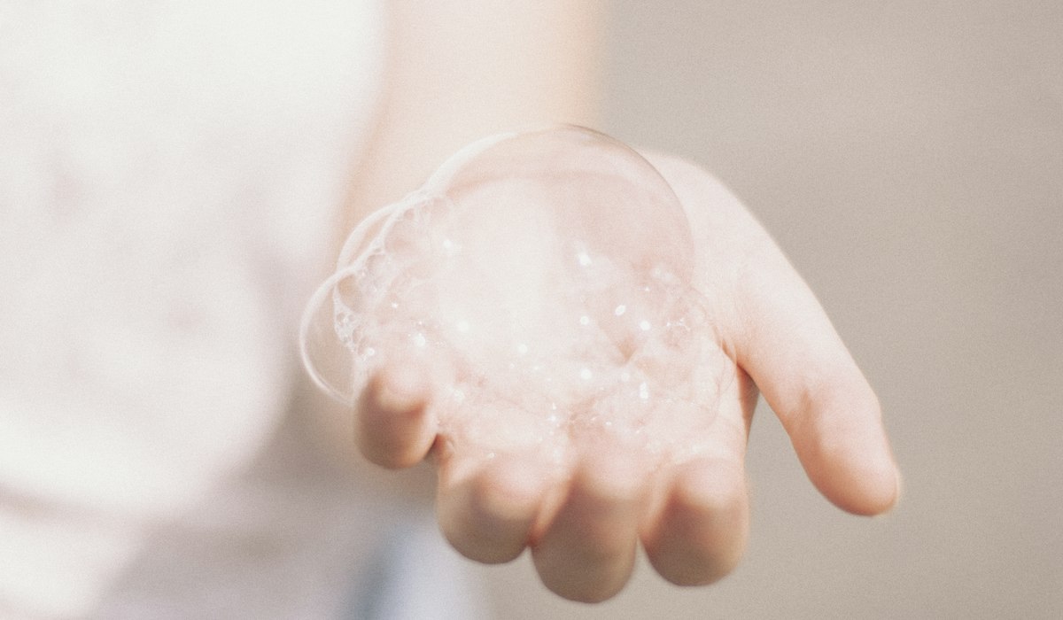Soft foam in the palm of a hand